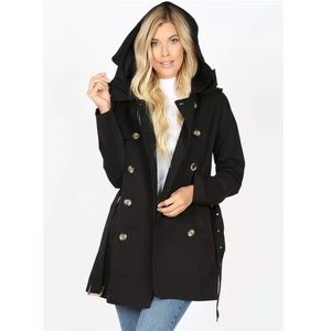 Black Double Breasted Trench Jacket